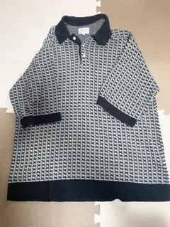 EMMA CLOTHES 千鳥格子柄 ニットポロシャツ Mサイズのサムネイル