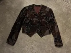 vintage クラシカル花柄コーデュロイパフスリーブショートジャケット 即興