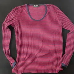 BEAMS 長袖カットソー ボーダー柄 レッド×ネイビー Mサイズ　J39のサムネイル