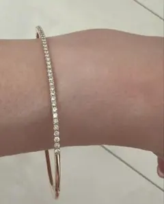 お買得☆K18 ダイヤモンド入りゴールドバングル 0.36ct/8.9g！17 