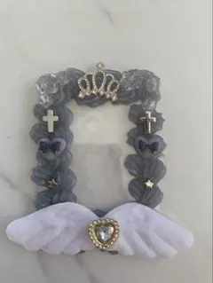 みるく推し活　ホイップデコ　硬質ケースデコ　カードケースデコ　黒　ハンドメイド