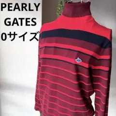 PEARLY GATES赤系ボーダー タートル　ソフトタッチコットン　Sサイズ