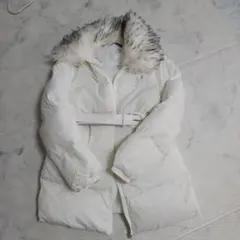 ホワイト ダウンジャケット Sサイズ ファー付き SHEINシーイン