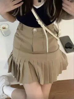 SHEIN プリーツ ミニスカート ベージュ