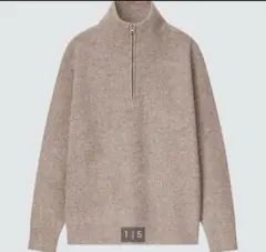 ユニクロ　ハーフジップニット　ベージュ　XL スフレヤーン