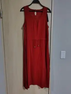 レッド ノースリーブ ロングワンピース 3L