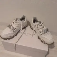 JIMMY CHOO クリスタルストラップ スニーカー ホワイトのサムネイル
