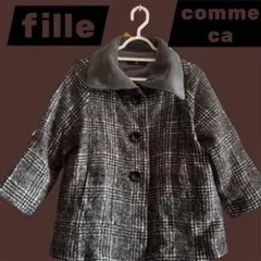 コムサデモード　フィユ　130 黒　コート チェック柄