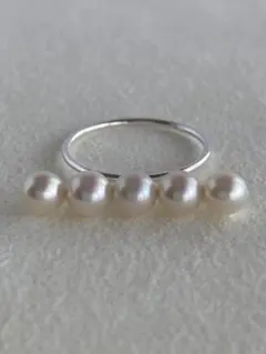 silver あこや真珠 5連 リング アコヤ ベビーパール サイズ選択可能です