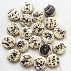 ウッドボタン☆ねこイラスト☆木製ボタン　20個セット