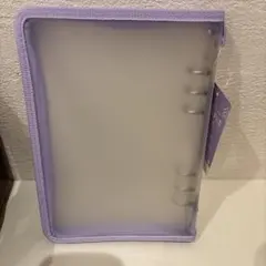 人気　ダイソー　6リングファイル　ジッパー付　パープル　シール帳