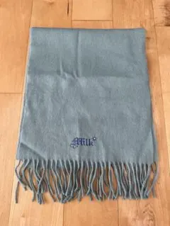 MILK フリンジ付きブルーグレーのマフラー