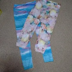 青とピンクのグラデーション スパッツ・レギンス　２本セット