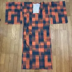 オレンジと黒のチェック柄　道行