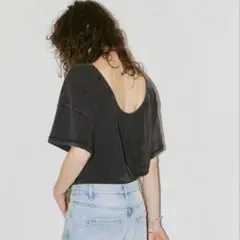 AIC USEDウォッシュ加工バックオープンTシャツブラック