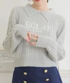 ロゴ刺繍ケーブルニット トップス