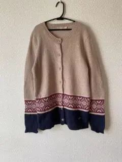 CROCODILE クロコダイル ノルディック柄 ニットカーディガン 毛80%