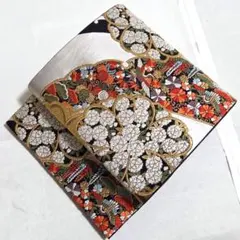 B◆着物くつろぎ 雪輪露草と花模様 金銀糸 桜 菊 藤 六通 正絹 袋帯 59