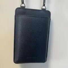 ファイテン　黒 レザー スマホショルダーバッグ