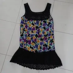 ジルスチュアート レース花柄チュニックワンピース S