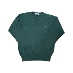 ラフシモンズ グリーン Vネックニットセーター R刺繍 44 RAFSIMONS ラフシモンズ グリーン Vネックニットセーター R刺繍 44 RAFSIMONS