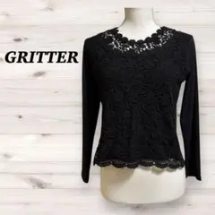 GRITTER 長袖カットソー レースデザイン ブラック 韓国製 花柄レース