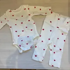 【H&M】ハート柄ロンパースとレギンスセット　50 0-1m
