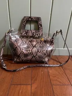 ヘビ柄クリアショルダーバッグ