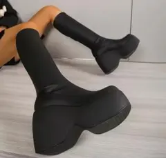 厚底ウェッジロングブーツ　y2k ブラック