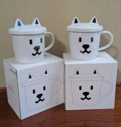 SoftBank ノベルティグッズ、お父さん犬 マグカップ 蓋付き２個セット