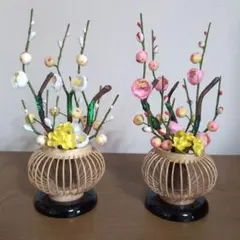 ひな祭り飾り 花瓶型 2点セット　紅白梅