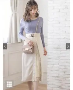 スクエアネック2wayワイドリブニットトップス　GRL