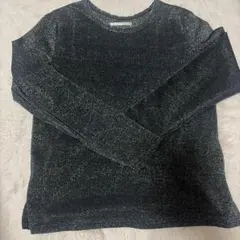 ラメ入り 長袖カットソー ブラック