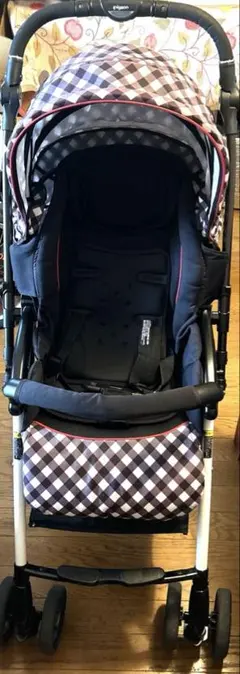 【廃盤ビンテージ】ピジョン ベビーカーA型 マハロラウレア ギンガムチェック