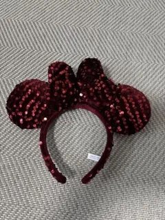 赤　ラメ　ミニー　カチューシャ　ディズニー