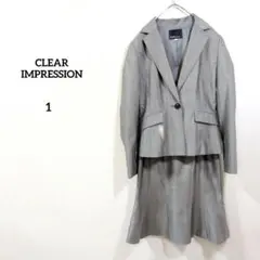 CLEAR IMPRESSION スカートスーツ上下 灰 1 ウール混