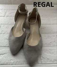 REGAL パンプス グレー スエード ストラップ コルクヒール 23.5cmのサムネイル