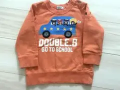 ミキハウス　DOUBLE.B トレーナー オレンジ色 車のイラスト　90