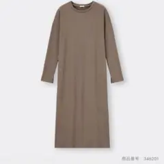 GU リブIラインワンピース ロングワンピース 茶色 ブラウン S