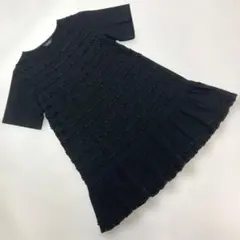 【美品】ピンクハウス 黒 ピコフリル使い チュニックカットソー