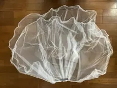 ホワイトウェディングベール フリル パール付き