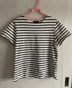 【美品】A.P.C. アーペーセ　ボーダーカットソー半袖　フランス製　ロゴ刺繍