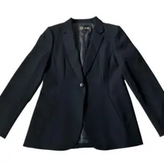 美品★15号 東京ソワール｜アプロベリー ノーカラー ツイード ジャケット 黒 1410302_2403c36def47ae01094d55