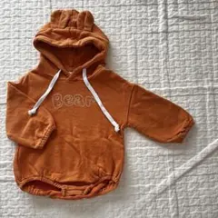 くま耳付き ロンパース ブラウン