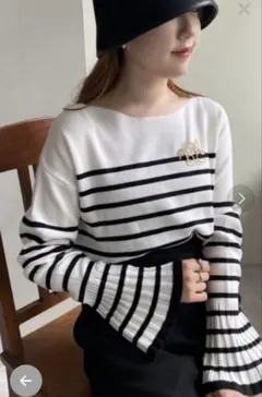 one after nice claupブローチ付 ニット