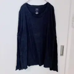 ソノマ 無地 ロングTシャツ カットソー　リブ袖 L 黒 コットン　ブラック