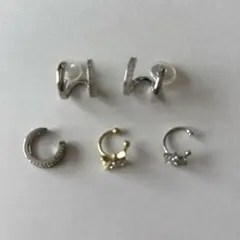 【イヤーカフ・イヤリング】5点セット シルバーカラー　ゴールドカラー