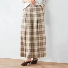 【新品・未使用】COMME CA ISM　リネン　チェック柄タックワイドパンツ