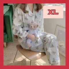 値下げ✨クマ柄チェックパジャマ テディベアXL