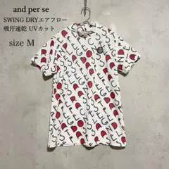 良品　アンパスィand per se ゴルフウェア 半袖 モックネックシャツ　Mのサムネイル